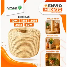 Corda de Sisal Natural 5mm 6mm 8mm | Rolo 5 10 15 20 30 50 Metros | Arranhador Gatos Artesanato