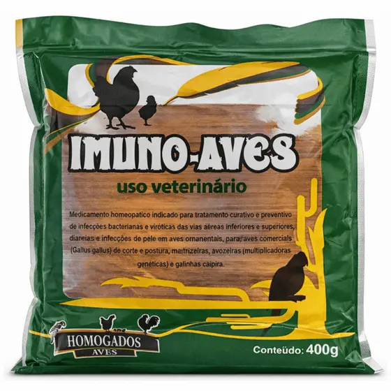 Imuno Aves 400g Medicamento Homeopático Suplemento para tratamento de Infecções em Frango Galinhas e aves Ornamentais