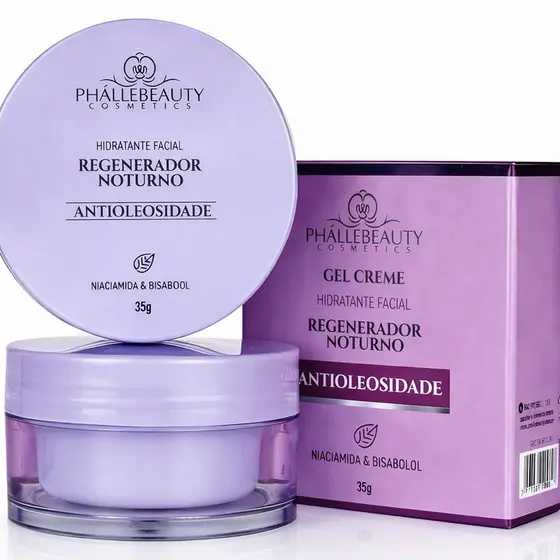 Hidratante Facial Noturno Phállebeauty – Antioleosidade, Regenerador da Pele, Controle de Oleosidade, 35g