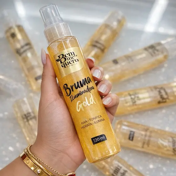 🌟 Bruma Iluminadora Gold – Glow, Fixação e Hidratação
