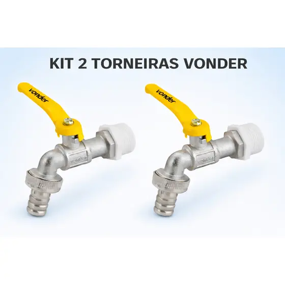Kit 2 Torneiras Esfera Jardim Quintal Tanque 1/2 Metalica 1/4 volta VONDER