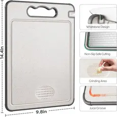 Tábua de Corte Cortar Carne Placa Dupla Face Higiênica em Aço Inox e PP com Afiador e Alça S6