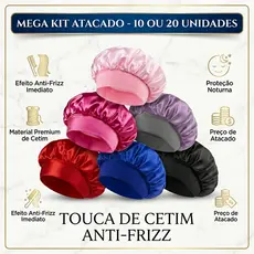 Kit 10 ou 20 Unidades Atacado Touca de Cetim Anti Frizz - da Mesma Cor | Sem Mistura de Tons | Proteção Capilar Noturna