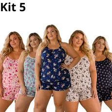 Kit 5 Baby Doll Plus Size Microfibra Feminino Short Doll Pijama XGG Confortável
