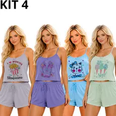 Kit 4 Baby Doll Feminino Malha Premium 100% algodão Leve e Fresquinho