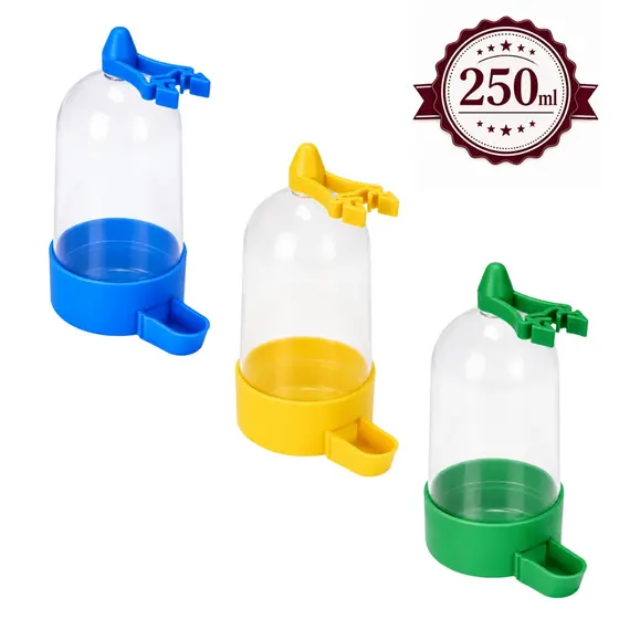 Bebedouro Christino Grande 250ml para Gaiolas Malha Larga Sabiá Pássaro Preto Pixarro Trinca Ferro