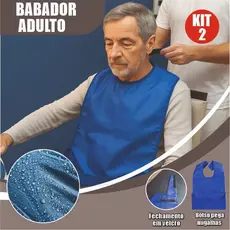 kit 2 Babador PVC Adulto Impermeável Reutilizável Bolso Lavável Refeição Proteção Leve Tecido