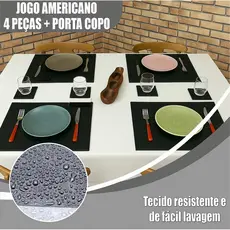Jogo Americano Simples Mesa Refeição Cozinha Tecido Lavável Resistente Colorido Kit Conjunto Peças