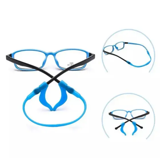 Cordão de silicone para óculos de criança + gancho para óculos infantil (Multicolor)