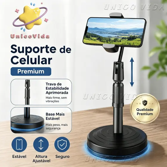 Suporte De Celular Tripé Para Mesa Ideal Para Gravação de Vídeos Ajustável 360° | UnicoVida