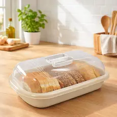 Porta Pão/ Cesto Retangular Para Pães com Tampa Transparente Potin