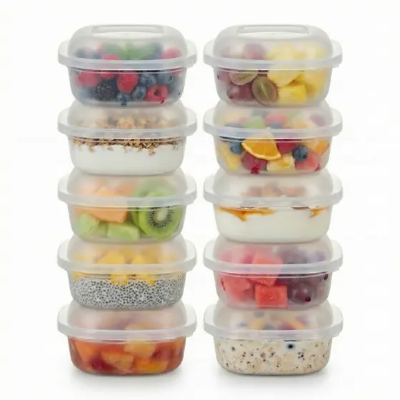 Kit 10 Potes Plástico Quadrado Para Microondas Freezer Geladeira Marmita Fitness