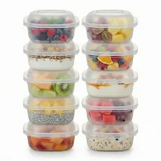 Kit 10 Potes Plástico Quadrado Para Microondas Freezer Geladeira Marmita Fitness