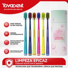 ToyaDent Escova de Dente, Pacote com 6 Unidades – Ideal para Família, 6 Cores