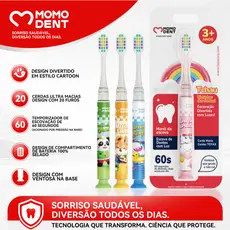 Momodent Escova de dente infantil, Cerdas macias, adequadas para 3+ anos, protege os dente