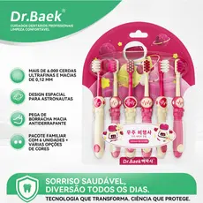 Dr.Baek Kit Escova de Dente Infantil, 6un, 6000+ Cerdas Macias,  3 - 12 Anos