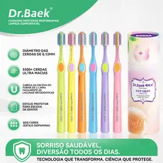 Dr.Baek Escova de Dente Macia, 5500 Cerdas + Capa Protetora Embalagem para Presente 6 Cores Estilo Dopamina