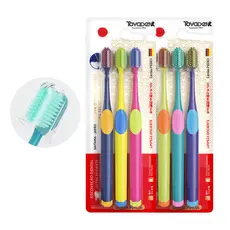 ToyaDent Escova Dentes Adultos,Kit 3 Unidades,Premium Cerdas Macias,Capa Protetora