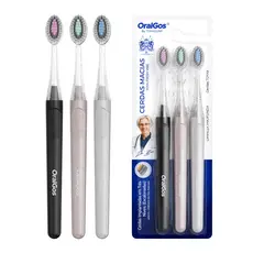 OralGos Kit Escova de Dente, 3 un, Limpeza Profunda, Escova Dentes Adulto, 6 Cores