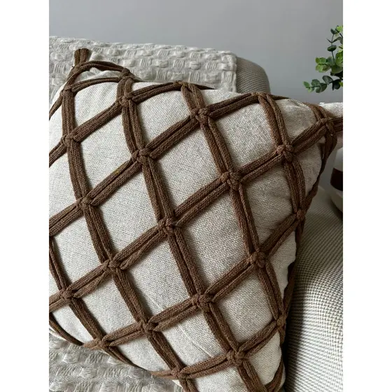 Capa para Almofada Artesanal Macramê 45x45, tecido 100% algodão