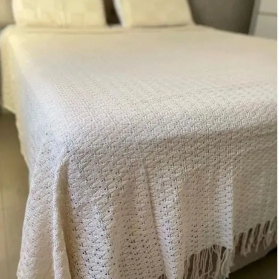 Manta para Sofá ou Cama king Decorativa Tamanho Gigante Trançada 2,30x3mt, Tecido de Algodão Premium