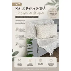 Xale Manta para Sofá Decorativo 3 PEÇAS Tecido 100% Algodão