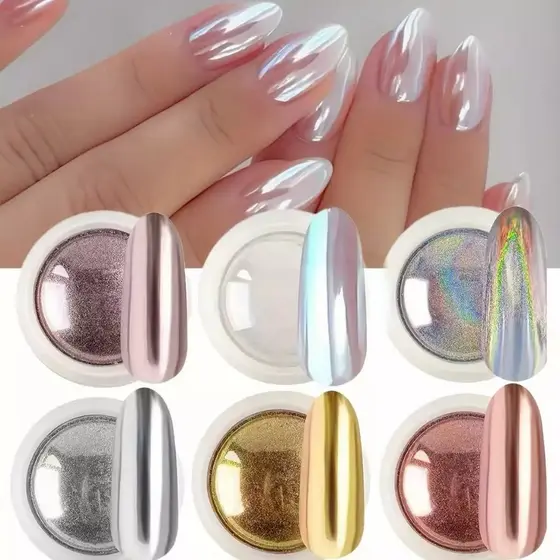 6 Pó Cromo Metalizado Unhas Cromado Decoração