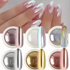 6 Pó Cromo Metalizado Unhas Cromado Decoração
