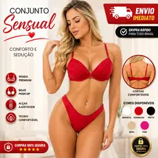 Conjunto de Langerie Feminino Confortavél Calcinha e Sutia Com Bojo Reforçado Tamanho P M G GG