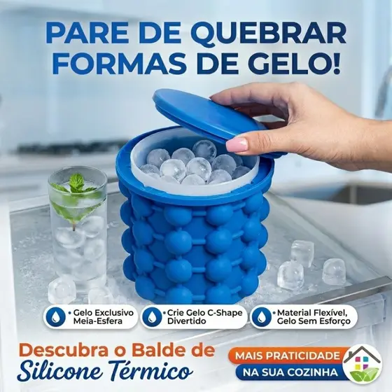 Mini Balde Forma de Gelo Silicone Balde com Tampa Prática Portátil Térmica Churrasco Cooler
