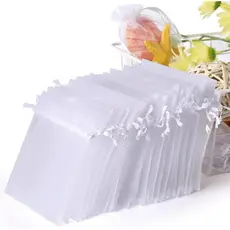 Kit 50 Saquinhos Saco Organza 7x9/ 9x12/ 10x15/ 13x18/15x20/17x23/20x30 Branco Lembrancinha Natal Jóia Festa Casamento