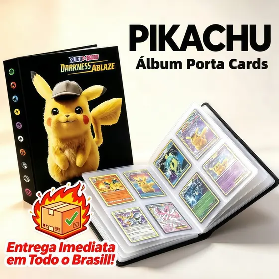 Álbum Pokémon Pikachu 240 Cartas Porta Cards TCG Pasta Colecionador Presente para Fãs Vários Modelos