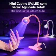 Lâmpada UV LED 3W com Clipe Flexível para Secagem de Esmalte em Gel Unhas Nail Art Ferramenta de Manicure