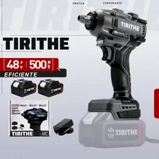 Chave de Impacto Sem Fio Brushless 48V 500Nm Portátil Inclui 2 Baterias