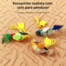 Brinquedo de Pelúcia para Gatos – Pássaro Realista com Som de Chilro – Sem Bateria