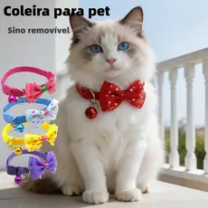 Coleira com Gravata Borboleta e Sino para Gatos e Cães - Ajustável e Bonita para Pequenos Animais-Pronta entrega