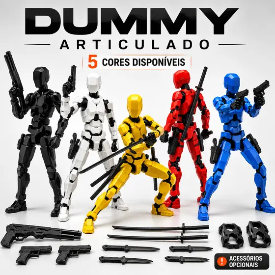 Boneco Articulado Dummy 13 Brinquedo Infantil Figura Criativo Montar Acessórios