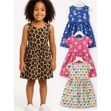 Kit 3 Vestidos Infantis Menina Florais Princesa 100% Algodão Elastano Sortidos Verão 4 a 16