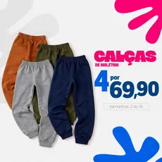 KIT 4 Un Calça Moletom Infantil  1 a 16 anos unissex menina e menino