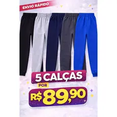 Kit 5 Calças Moletom Infantil Masculinodo 1 ao 14 Confortável Inverno