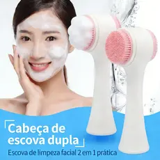 Escova Limpeza Facial 2 Em 1 Aparelho Massagem Esponja Cerdas Macias Dupla Face Escova De Limpeza De Cravos