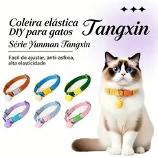 Indispensável para pets coloridos e fofos! Kit coleira e guia com sino, várias cores para escolher a vontade