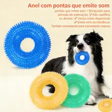 Brinquedo Mordedor Pet Argola Espinhos TPR Para Cachorro Reforçado Com Apito Resistente