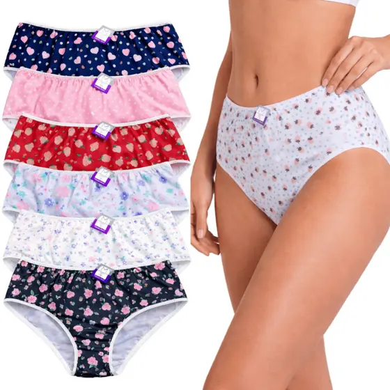 KIT 10 Calcinha Calçola Cintura Alta Cotton Algodão Antialérgico Conforto Forro 100% Algodão