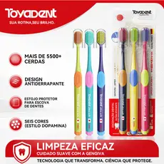 ToyaDent Kit Escova de Dente Adultos (3 Unidades+Capa Protetora)-Pacote Familiar