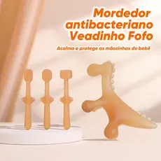MOMO CARE Mordedor para Bebê, Macio e fácil de limpar + capa protetora, formato de dinossauro