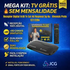 Receptor Digital Vx10 Tv Sat Hd Regional 5g Ku - Vivensis Preto 127/220v