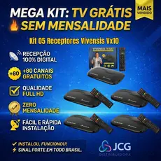 Kit 5 Receptor Digital Vivensis Vx10 Tv Hd Sat + Chaveiro