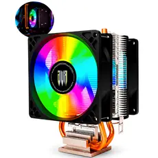 Cooler Processador Intel e AMD Fan Duplo RGB 2 Tubos Cobre TDP 130W 2100RPM Rolamento Hidráulico