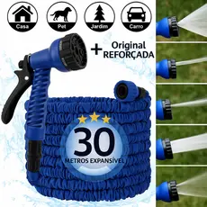 Mangueira Mágica 3x Retrátil 15/30/45m com Esguicho 7 Modos para Jardim e Carro
